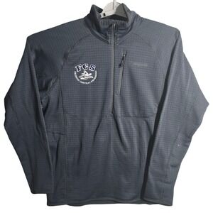 Patagonia Mens L Pullover Gray Fleece **FCS Friends Swimming Logo** Quarter Zip‎
